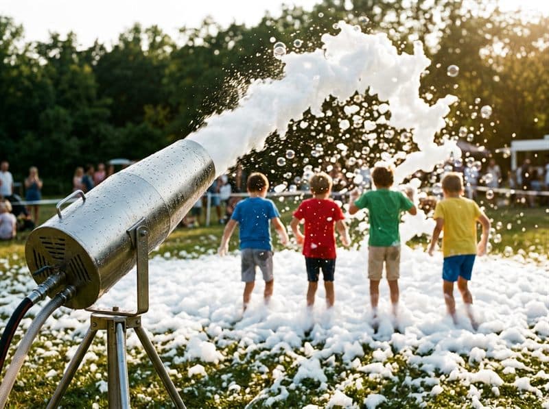 Fiesta de espuma al aire libre en un evento en Ourense